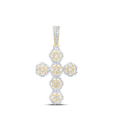 7/8CTW-DIA NK FASHION FLOWER CROSS PENDANT